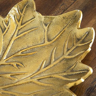 nearly natural Gold Finish Tree of Life Leaf Decorative Tray