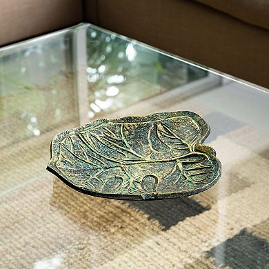 nearly natural Aged Brass Finish Leaf Shaped Decorative Tray