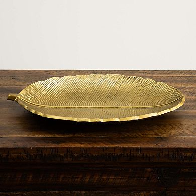 nearly natural Oval Gold Finish Leaf Decorative Tray