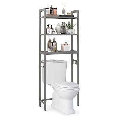 Over-the-toilet Storage Shelf Space Saving Metal Bathroom Organizer Hooks