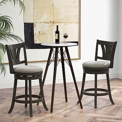 Swivel Bar Stool With Backrest Soft Cushioned Seat And Footrest