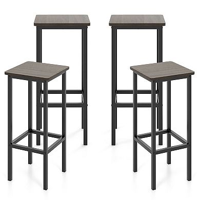 Set Of 4 Bar Stool Set 26" Bar Chair With Metal Legs And Footrest