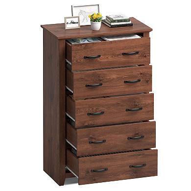 Tall Storage Dresser with 5 Pull-out Drawers for Bedroom Living Room