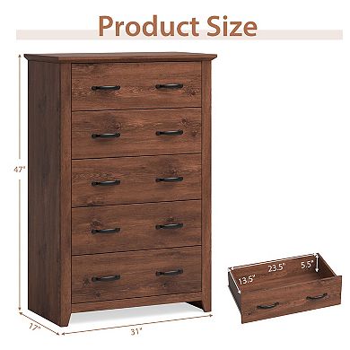 Tall Storage Dresser with 5 Pull-out Drawers for Bedroom Living Room