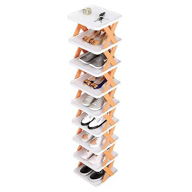 9-tier Narrow Entryway Shoe Rack Space Saving Free Standing Shoes Storage Shelf