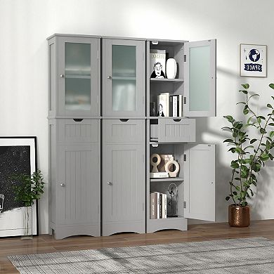 Tall Floor Storage Cabinet with 2 Doors and 1 Drawer for Bathroom