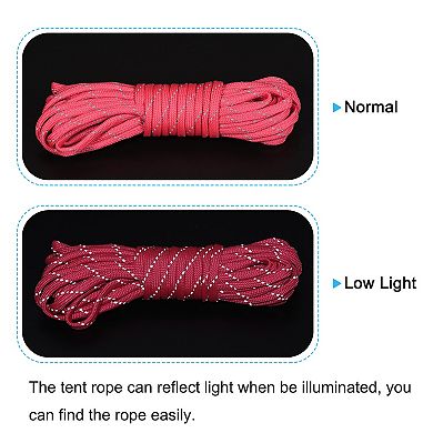 19.7ft 4mm Reflective Camping Guyline Rope 4pcs With Cord Adjusters 4pcs