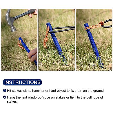 7.1 Inch Y-beam Aluminum Tent Stakes Ground Pegs With Pull Rope 12 Pack