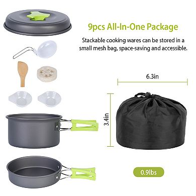 Camping Cooking Ware Set With Stove Set Of 9