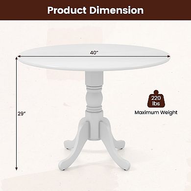 Wooden Dining Table with Round Tabletop and Curved Trestle Legs