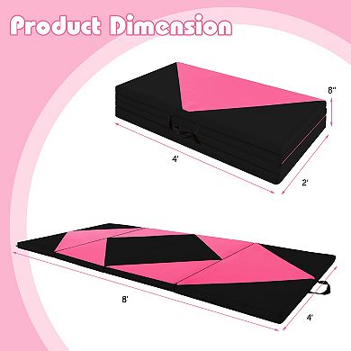 8 Feet Pu Leather Folding Gymnastics Mat With Hook And Loop Fasteners