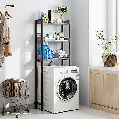 Over The Toilet Storage Rack With Hooks And Adjustable Bottom Bar