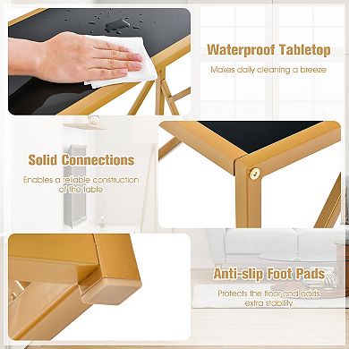 31.5 Inch Golden Heavy-duty Metal Frame Entryway Table With Foot Pads