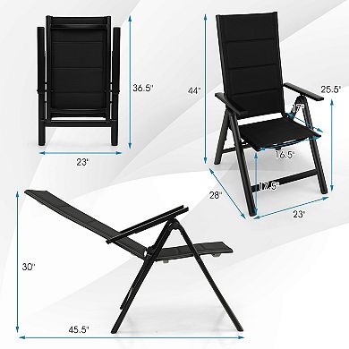 Outdoor Dining Chair With Soft Padded Seat And 7-position Adjustable Backrest