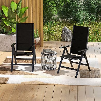 Outdoor Dining Chair With Soft Padded Seat And 7-position Adjustable Backrest