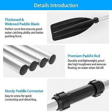Black, Detachable Aluminum Alloy Kayak Paddles Navigate The Waters With Ease Set Of 2