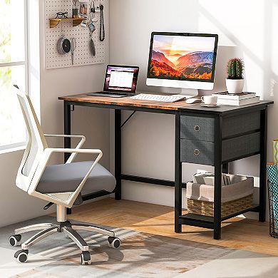 Home Office Desk With 2 Drawers Hanging Hook