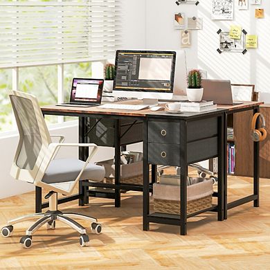 Home Office Desk With 2 Drawers Hanging Hook