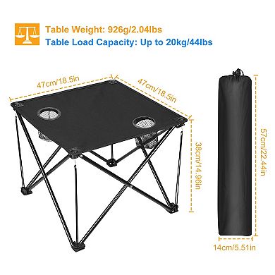 Black, Portable Foldable Camping Table Lightweight For Travel And Camping