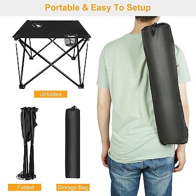 Black, Portable Foldable Camping Table Lightweight For Travel And Camping