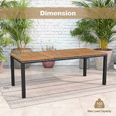 8-person Outdoor Dining Table 79 Inch Acacia Wood Patio Table With Umbrella Hole