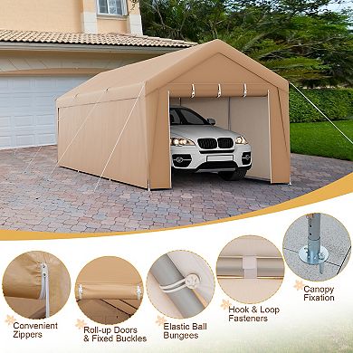 10 X 20 Feet Portable Garage Tent Carport With Galvanized Steel Frame-with Sidewall