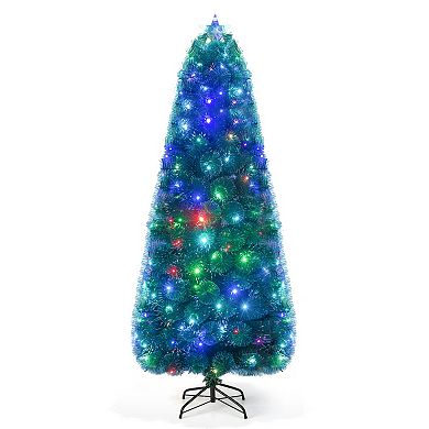 Pre-lit Fiber Optic Christmas Tree With Multi-color Led Lights And Top Star Light-7 Ft