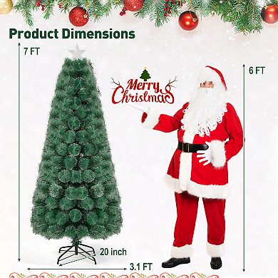 Pre-lit Fiber Optic Christmas Tree With Multi-color Led Lights And Top Star Light-7 Ft