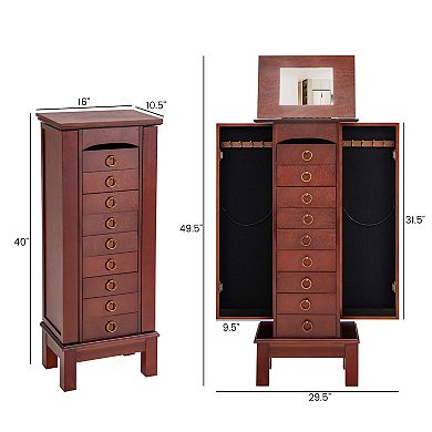 Large Capacity Jewelry Storage Cabinet With 9 Drawers