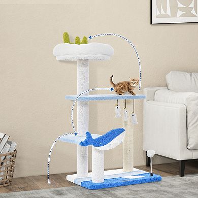 Multi-level Cat Tower With Sisal Covered Scratching Posts