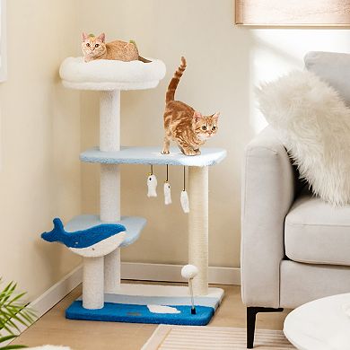 Multi-level Cat Tower With Sisal Covered Scratching Posts