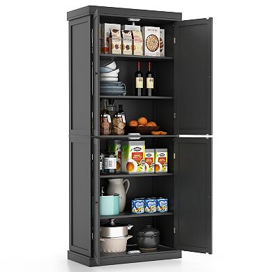 72.5" Tall Buffet Cabinet With 6-tier Shelves And 4 Doors