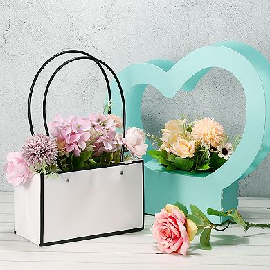 Flower Bouquet Packaging Bag, 5 Pack Paper Gift Bag With Heart Handle