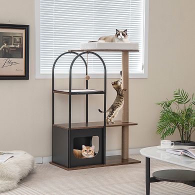 Tall Cat Tree Tower Top Perch Cat Bed With Metal Frame