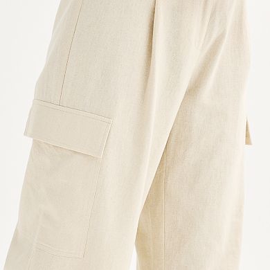 Women's Ellen Tracy High Waist Linen Cargo Pants