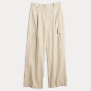 Women's Ellen Tracy High Waist Linen Cargo Pants