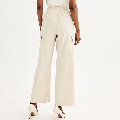 Women's Ellen Tracy High Waist Linen Cargo Pants