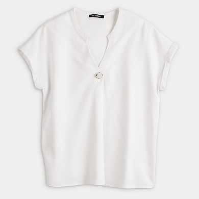 Women's Ellen Tracy Linen Short Sleeve V-Neck Top