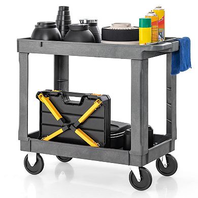 2-tier Utility Cart With 550 Lbs Max Load And Storage Handle-gray