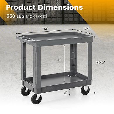 2-tier Utility Cart With 550 Lbs Max Load And Storage Handle-gray