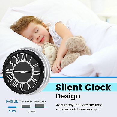 Silent Wall Clock With Silver Frame-l