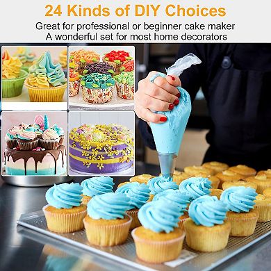 Silver, Stainless Steel Diy Cake Decorating Supplies Kit Set Of 24