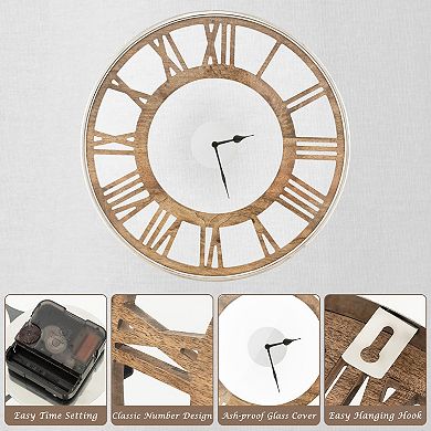 Silent Wall Clock With Classic Frame And Classic Roman Number-16 Inch