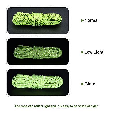2.5mm 65.62ft Polyester Fluorescent Reflective Tent Rope Cord For Camping