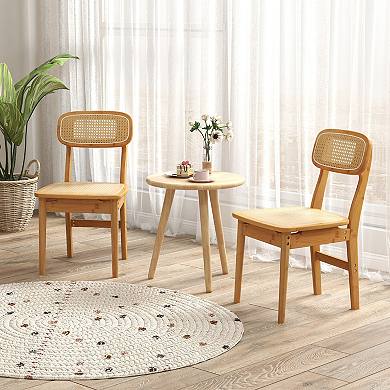 Set Of 2 Rattan Dining Chairs With Simulated Rattan Backrest