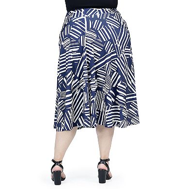Plus Size 24Seven Comfort Pleated Midi Skirt With Pockets