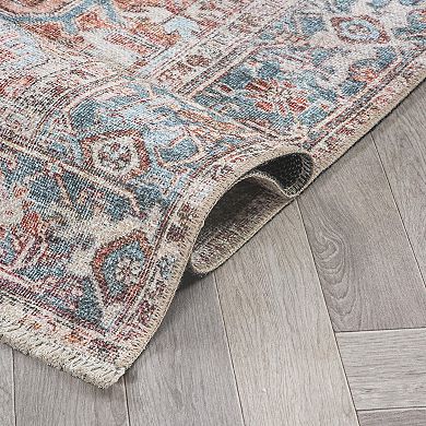 World Rug Gallery Vintage Distressed Machine Washable Area Rug