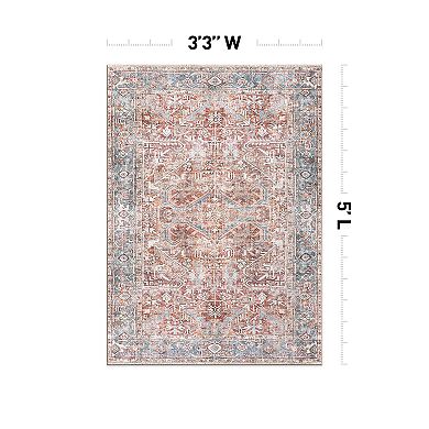 World Rug Gallery Vintage Distressed Machine Washable Area Rug