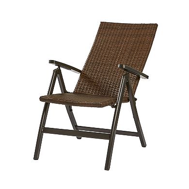 Greendale Home Fashions PE Wicker Foldable Outdoor Reclining Chair