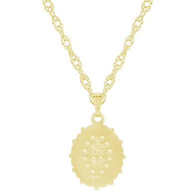 14k Gold Over Silver Oh Mary Conceived Medallion Pendant Necklace